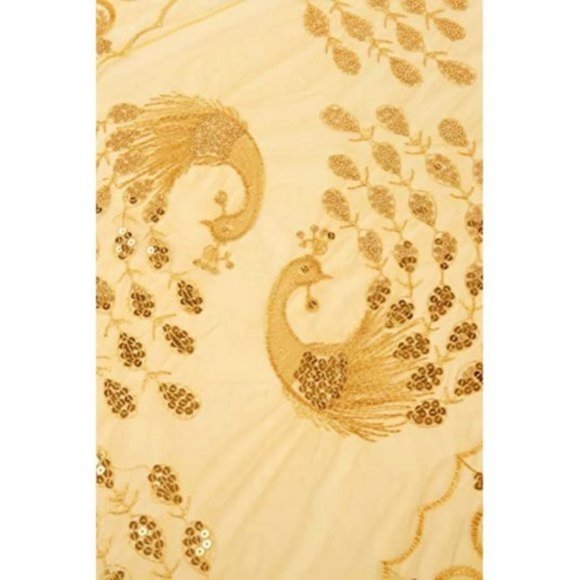 SEQUINED Peacock Shawl Wraps Fringed Evening Cape, Gold - Picture 6 of 6